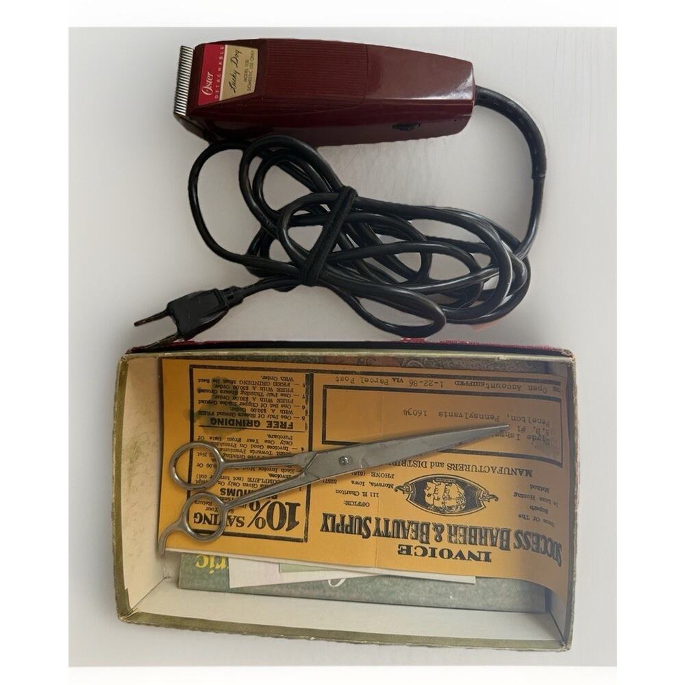 Vintage Oster Lucky Dog Clippers Model 113 Series With Box Fine Blade